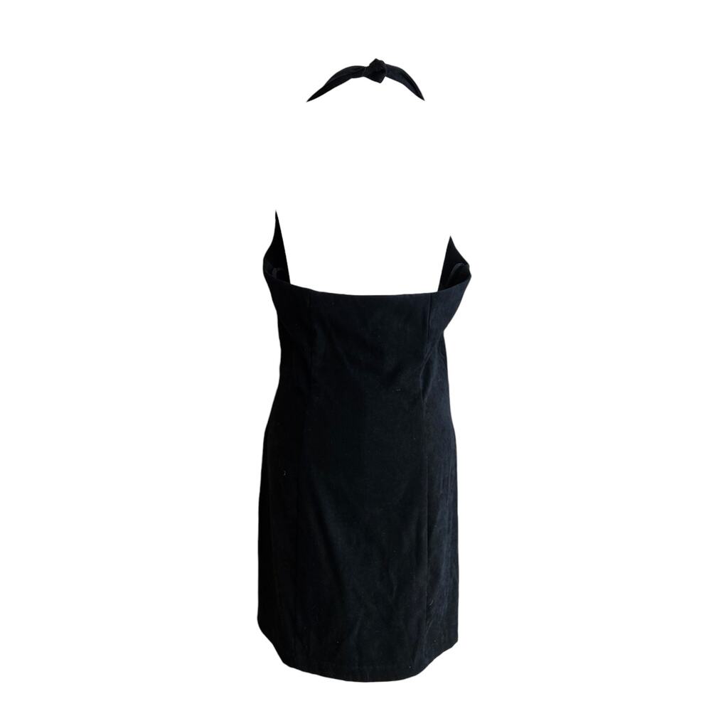 Y2k 90's Mini Halter Dress Black Whimsigoth Button Front - Women's Size 12 - Picture 3 of 6